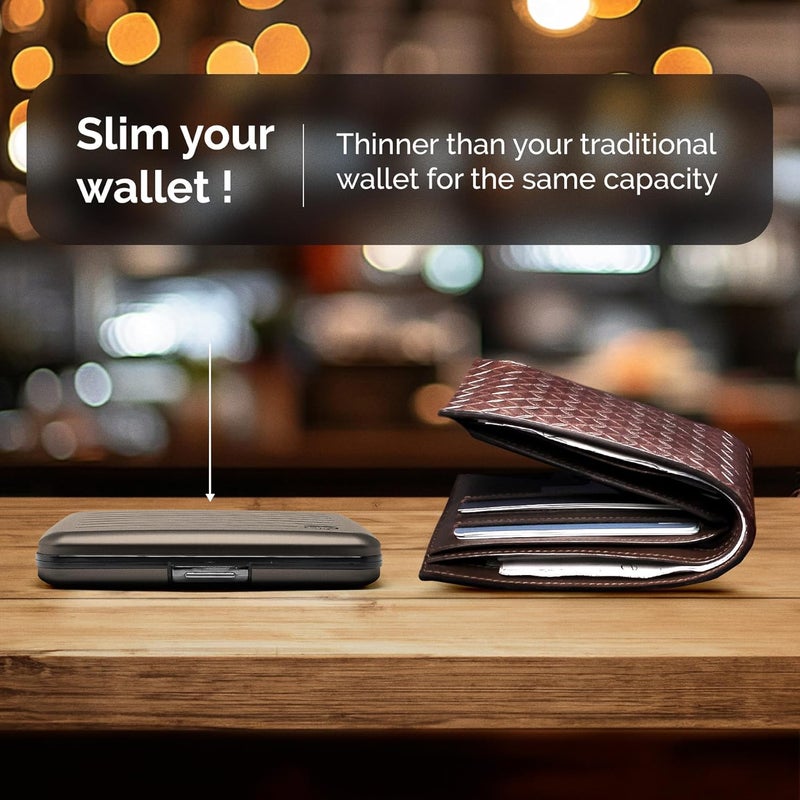 ÖGON -DESIGNS- محفظة ألمنيوم من ÖGON -DESIGNS-، سعة كبيرة مع قفل معدني، حماية RFID ضد الاحتيال وإلغاء المغنطة، علبة ذكية طراز OSLO كبير - Image 4